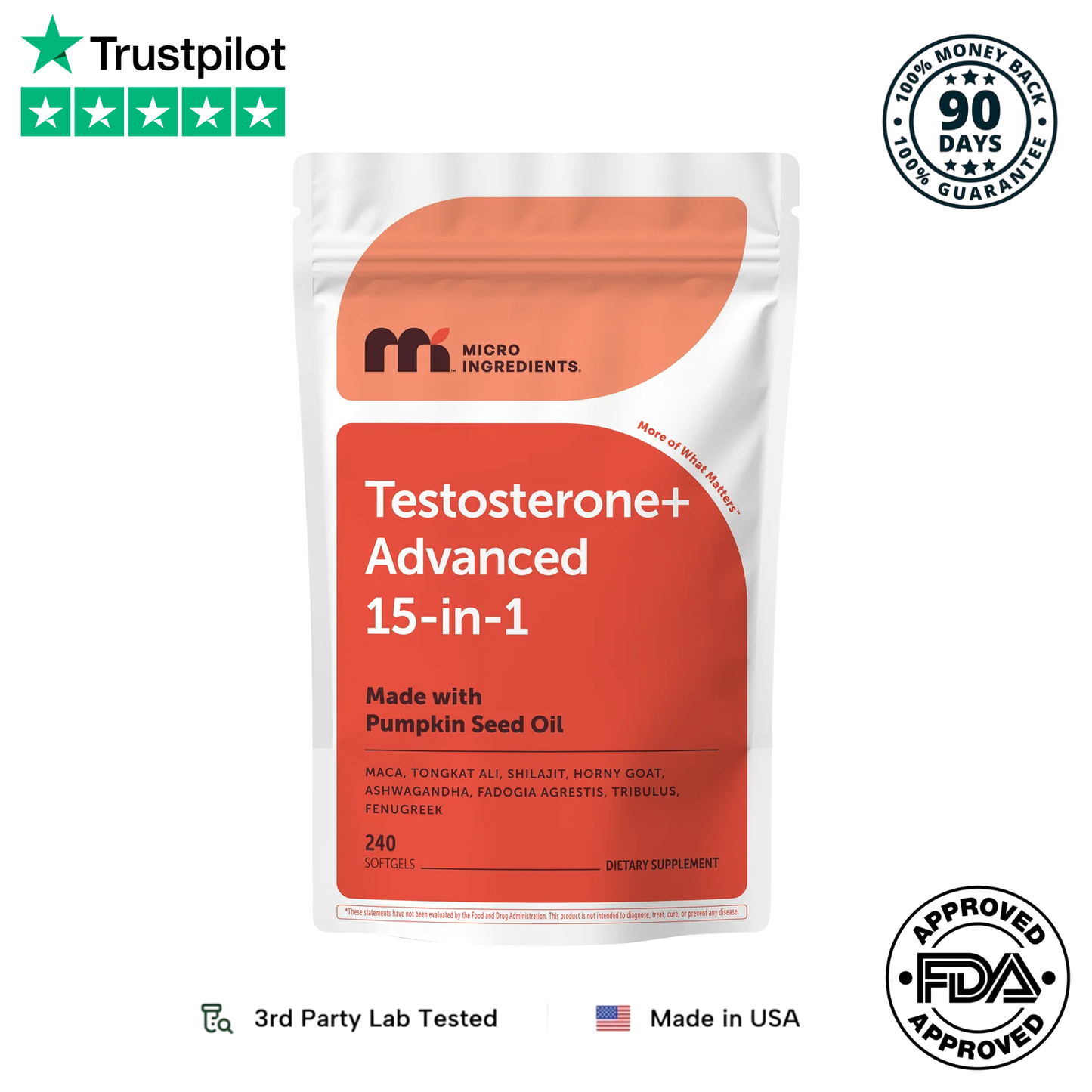 Testosterone+ Advanced 15-in-1, 240 Softgels