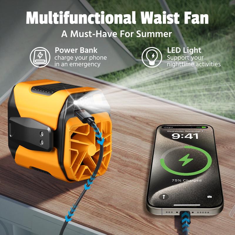 3-in-1 Rechargeable Portable Waist Fan